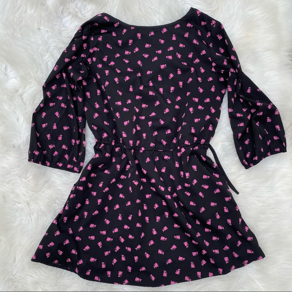 Cat Dress dark blue & bright pink with pockets!